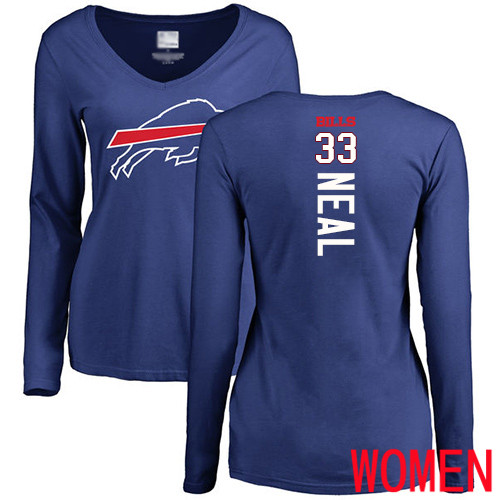NFL Women Buffalo Bills 33 Siran Neal Royal Blue Backer Long Sleeve T Shirt